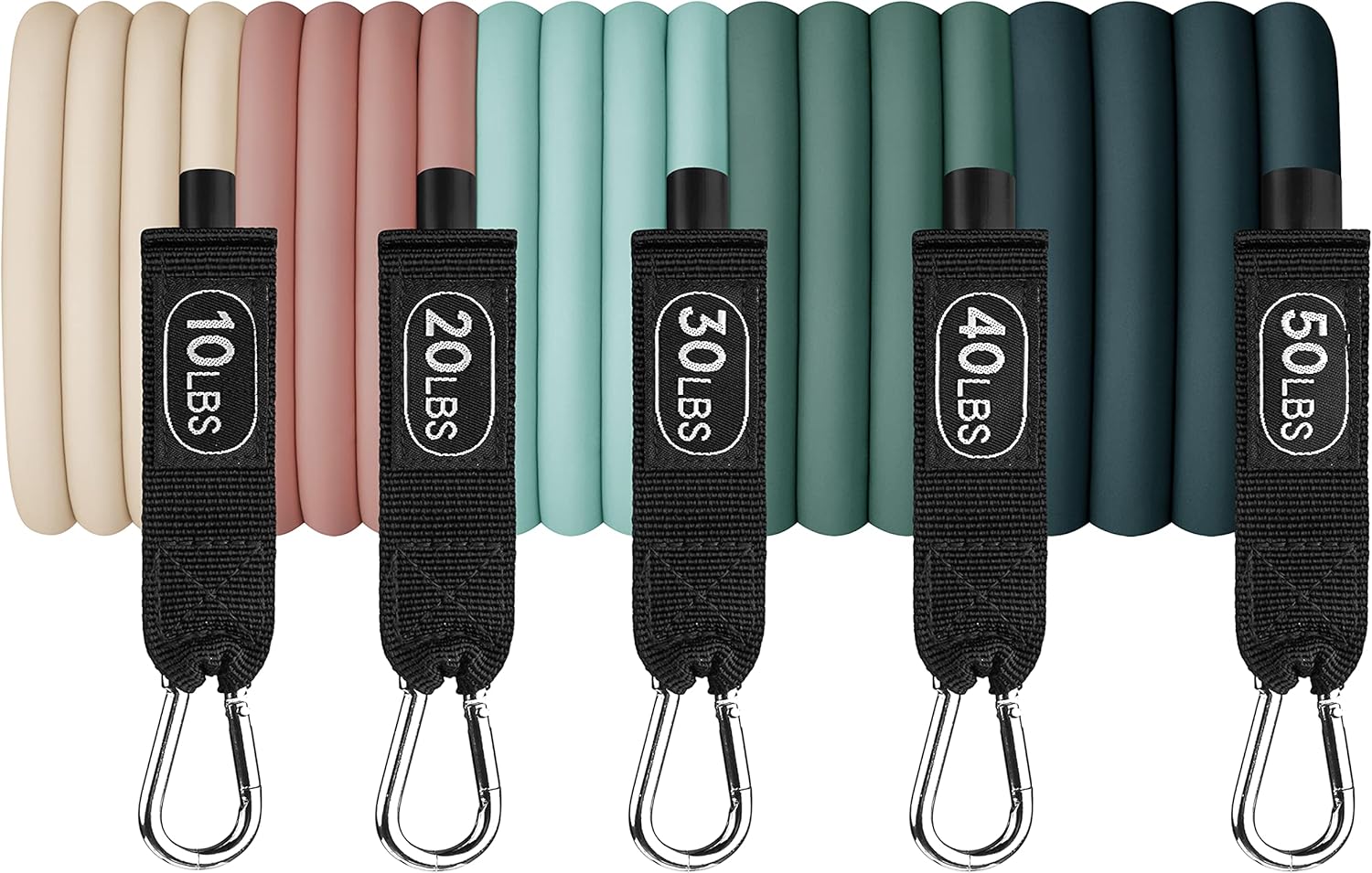 Retrospec Resistance Bands Set - 5 Stackable Bands with Handles & Door Anchor | Portable Fitness Equipment for Yoga & Therapy