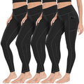 MIRITY Yoga Leggings with Pockets for Women - High Waist Tummy Control Pants for Workout Pack of 4