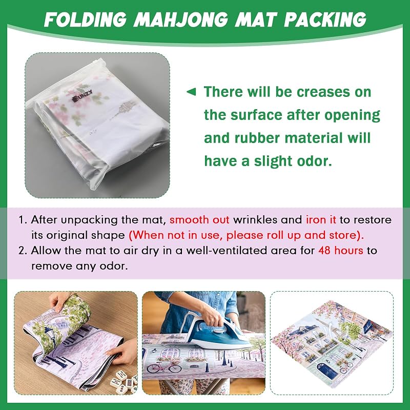 Dunzy Mahjong Mat with Bag 33" x 33" - Colorful Parisian Chic (Variation: Colorful Parisian Chic)