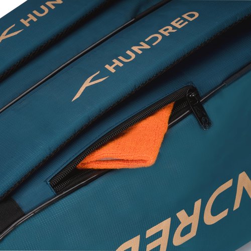 Hundred Cosmogear Badminton Kit-bag (Teal Green, Size: Large) | Double Zipper | Bag with Front Zipper Pocket | Material: Polyester| Padded Back Straps | Easy-Carry Handle