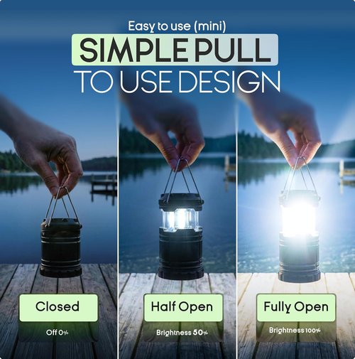 MalloMe LED Camping Lantern - Portable Battery-Powered Light for Emergencies | Collapsible Design