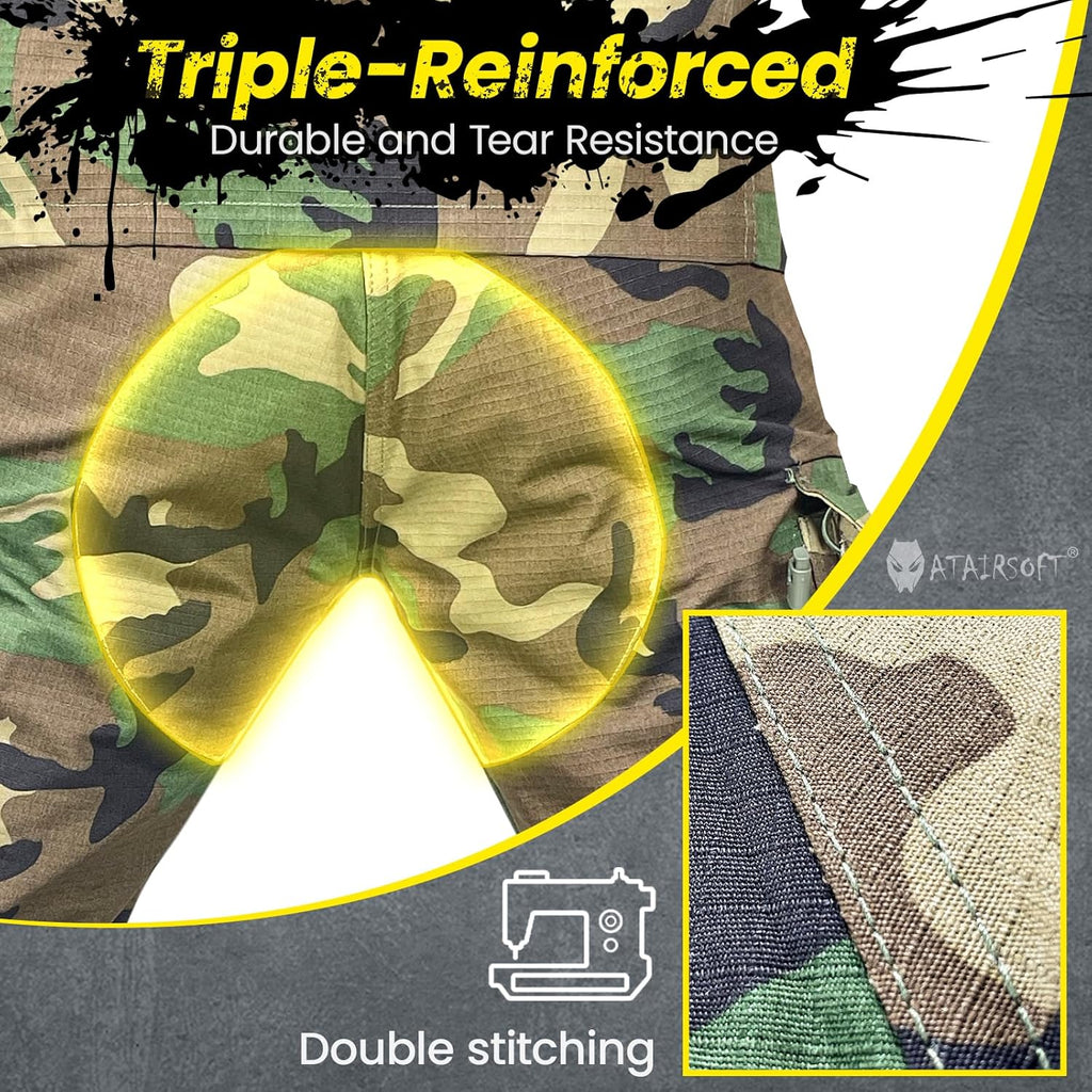 Skiennix Tactical Military Camo BDU Uniform Set - Ripstop Combat Shirt & Pants for Outdoor Activities