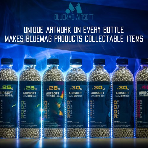BlueMag Airsoft Biodegradable 6mm Airsoft BBS .32g 3000ct - Seamless Finish - Polished to Perfection - for All 6mm Airsoft Guns