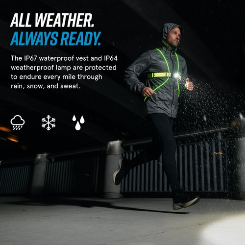 noxgear Tracer2 Multicolor Light Up and Reflective Running Vest with 500 Lumen Chest Light | Adjustable Fit, Rechargeable, Waterproof | Running Lights for Runners and Walkers |(Size: Small)