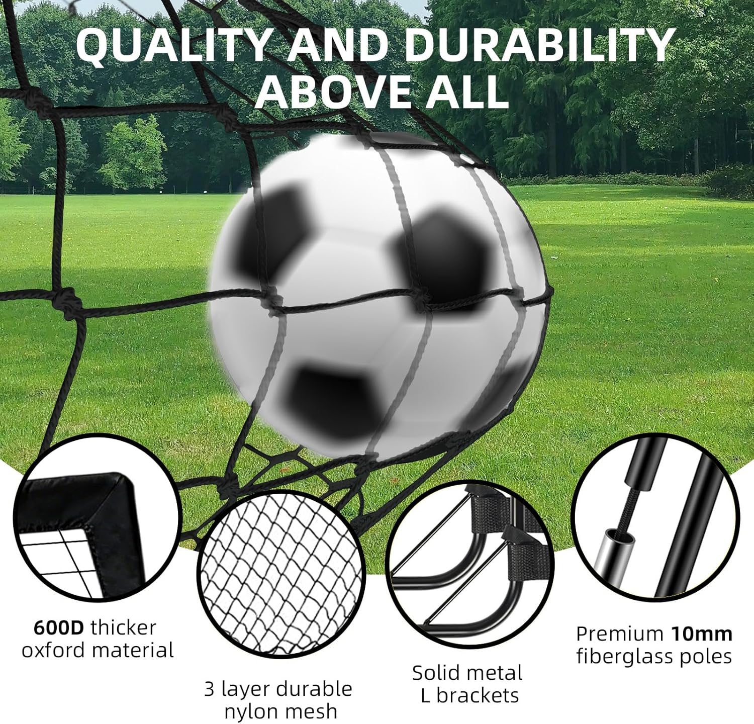 Skiennix Soccer Goal - 6x4ft Portable Pop-Up Soccer Net Set with Ball, Ladder & Cones for Backyard Training