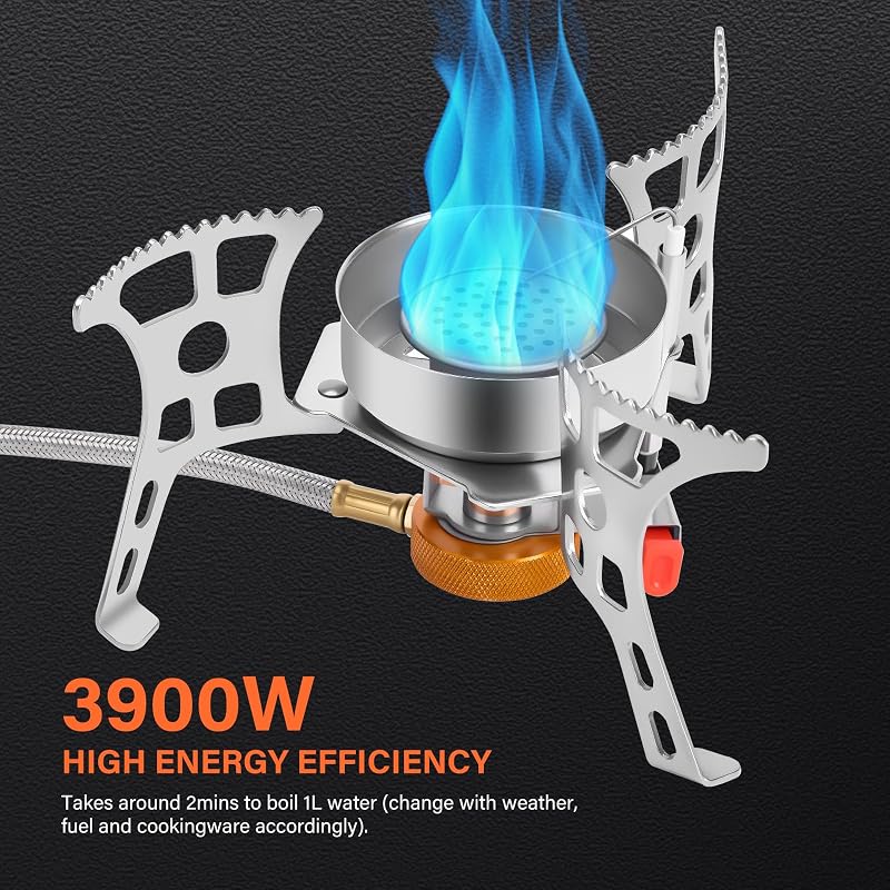 3900W Windproof Camping Stove with Piezo Ignition – Portable Backpacking Stove (WADEO)