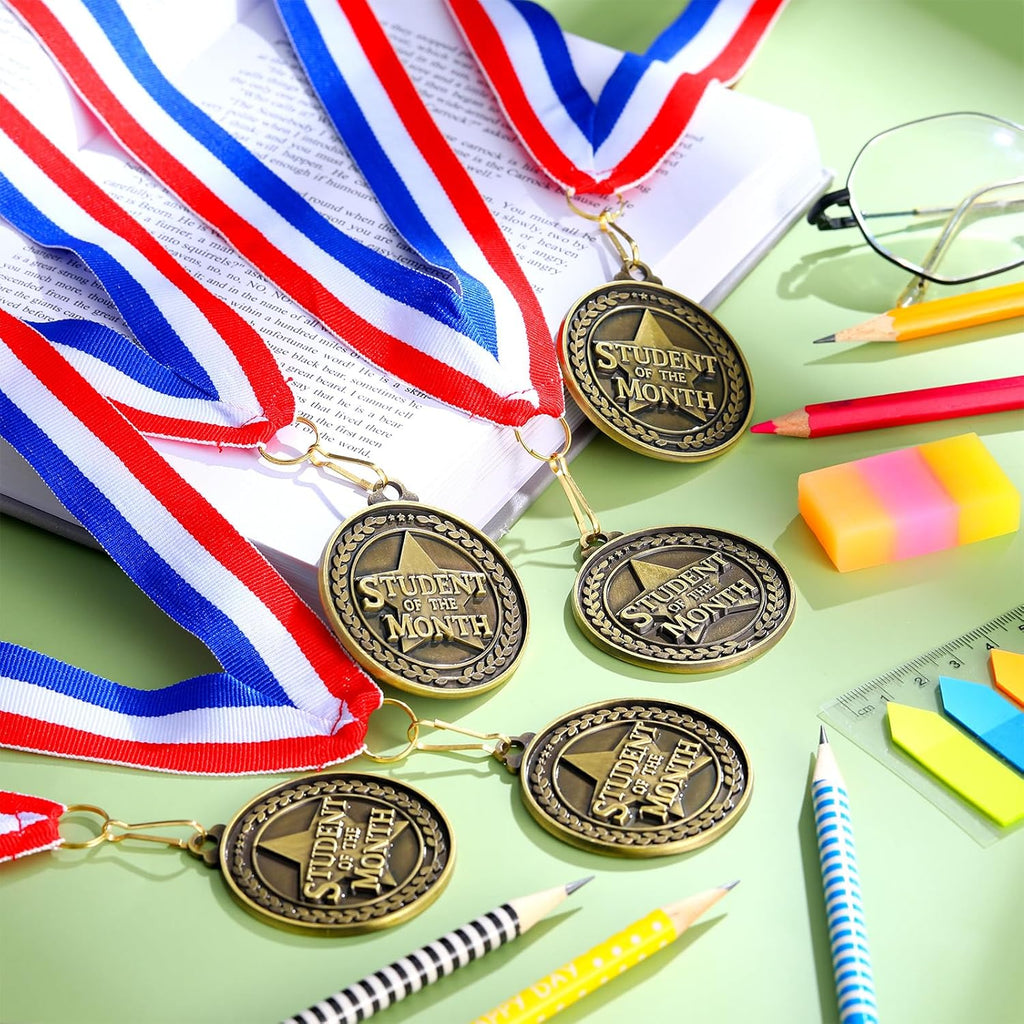 Quelay 100 Pcs Gold Winner Medals - 2 Inch Award Medals with Neck Ribbons for Sports Events