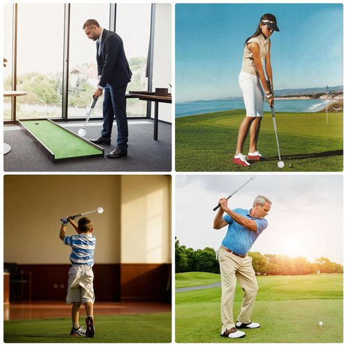 WENTCCION Retractable Golf Swing Trainer, Training Aid with Grip Trainer, Click Feedback for Tempo & Swing Mechanics, Weighted Indoor Practice Stick for Home Office, Gift for Men&Lady Beginners