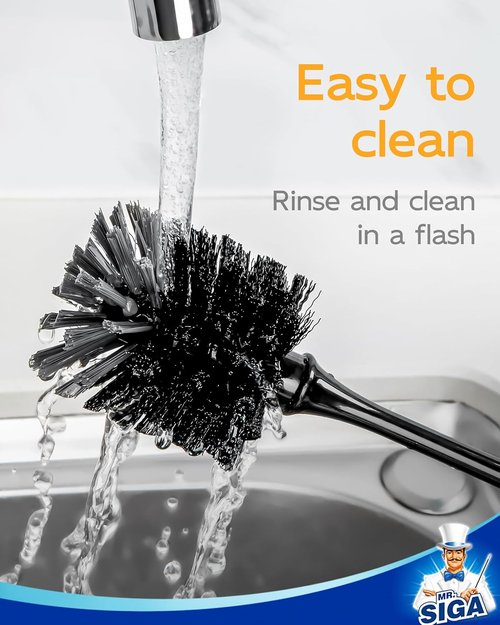MR.SIGA Water Bottle Brush - Long Handle Cleaning Tool for Glasses & Baby Bottles | 2 Pack, Black