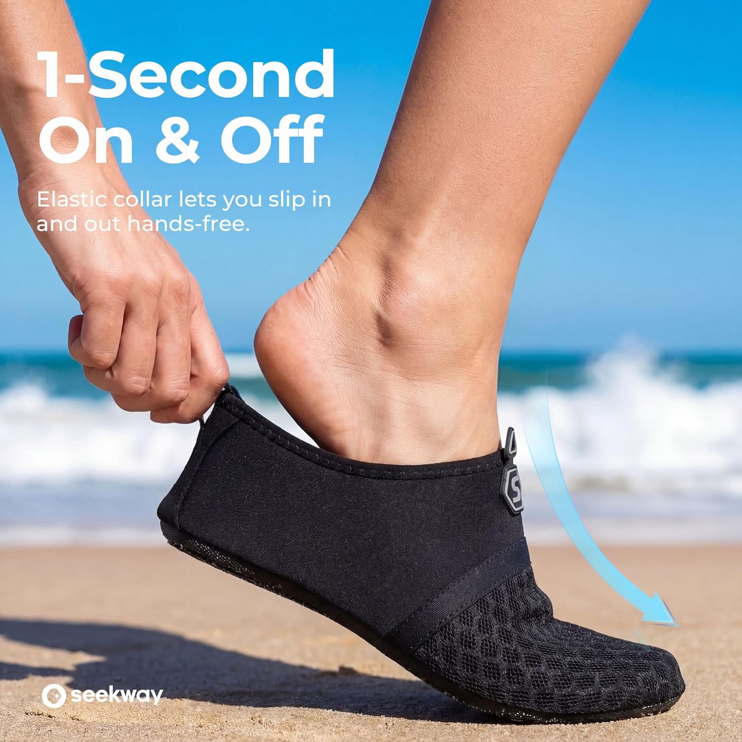 SEEKWAY Water Shoes - Quick-Dry Aqua Socks for Beach, Pool, and River | Unisex Black SK001