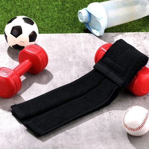 Moukeren 3 Pcs Black Football Field Towel Quarterback Accessories Cotton Sports Sweat Towel with Hook and Loop Fastener for Football, Golf, Gym