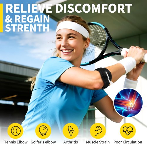 CAMBIVO Tennis Elbow Brace for Tendonitis, Tennis Elbow, and Golfers Elbow, Arm Compression Sleeves for Women and Men, 2 Pack Forearm Support Pads for Sports and Daily Activities