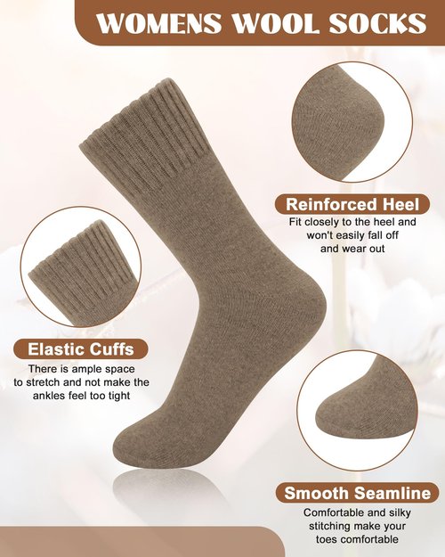 YSense Wool Socks for Women, Winter Boot Socks Stocking Stuffers Gifts for Women Warm Crew Hiking