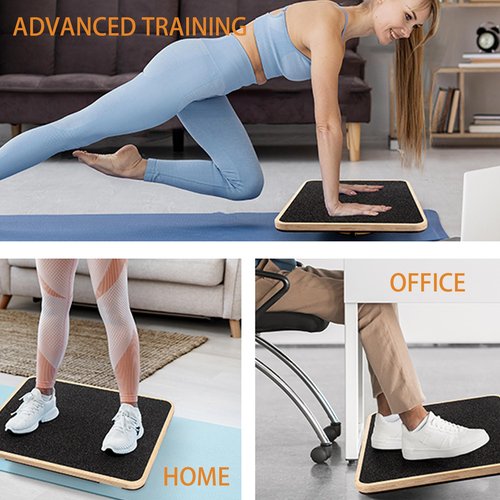 Adult Professional Wooden Balance Board - 350 lbs Non-Slip Balance Board Design, Suitable for Physical Therapy and Under-Desk Use, 2 Simple Setup Methods, Durable and Stable Wooden Board