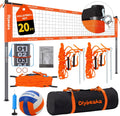 Regine Switzerland Portable Volleyball Net Set - Heavy-Duty Poles, Durable Net & PU Volleyball | 20ft, Orange