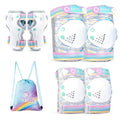 SULIFEEL Rainbow Unicorn Protective Gear Set - Adjustable Knee Pads, Elbow Pads & Wrist Guards for Kids | Shiny Small