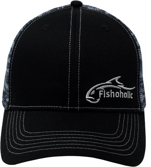 Fishoholic Snapback Baseball Fishing Hat - Mesh Trucker Fishing Gift for Dad Father