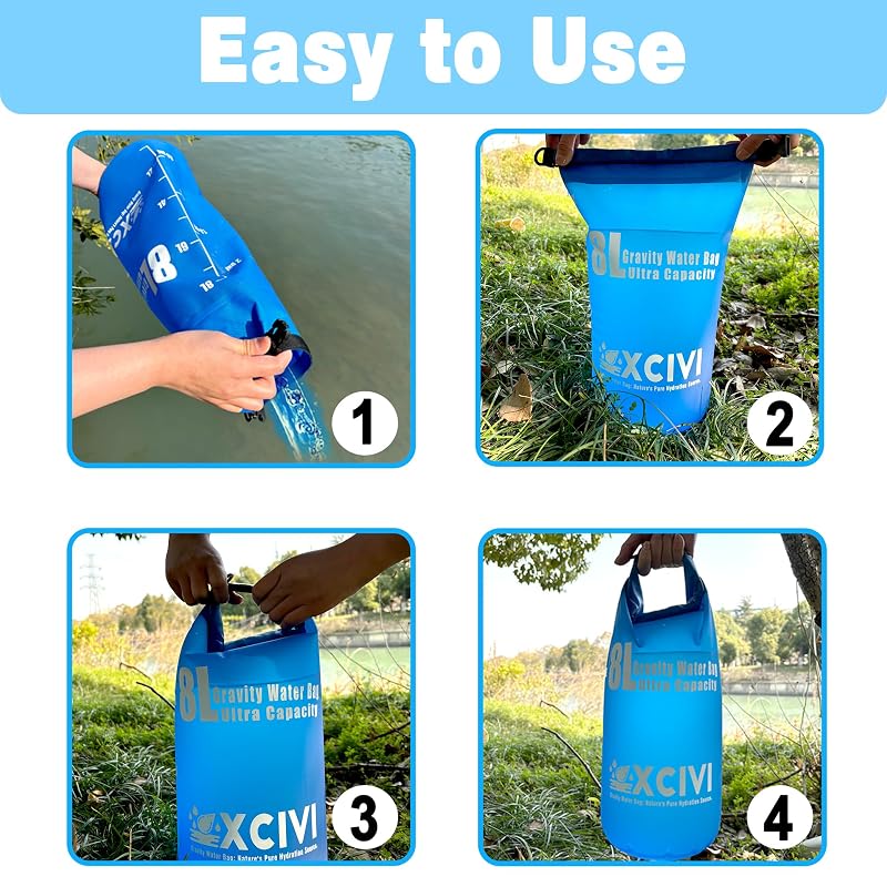 8L Gravity Water Bag for Membrane Solutions Straw Water Filter System