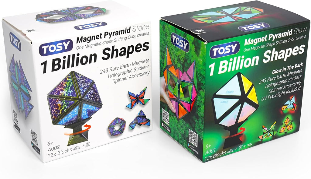 TOSY Magnet Pyramid Fidget Cube - Transforms into 1 Billion Shapes, Holographic Design | Perfect Gift for All Occasions