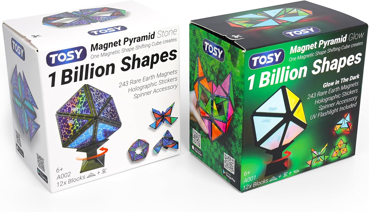 TOSY Magnet Pyramid Fidget Cube - Transforms into 1 Billion Shapes, Holographic Design | Perfect Gift for All Occasions