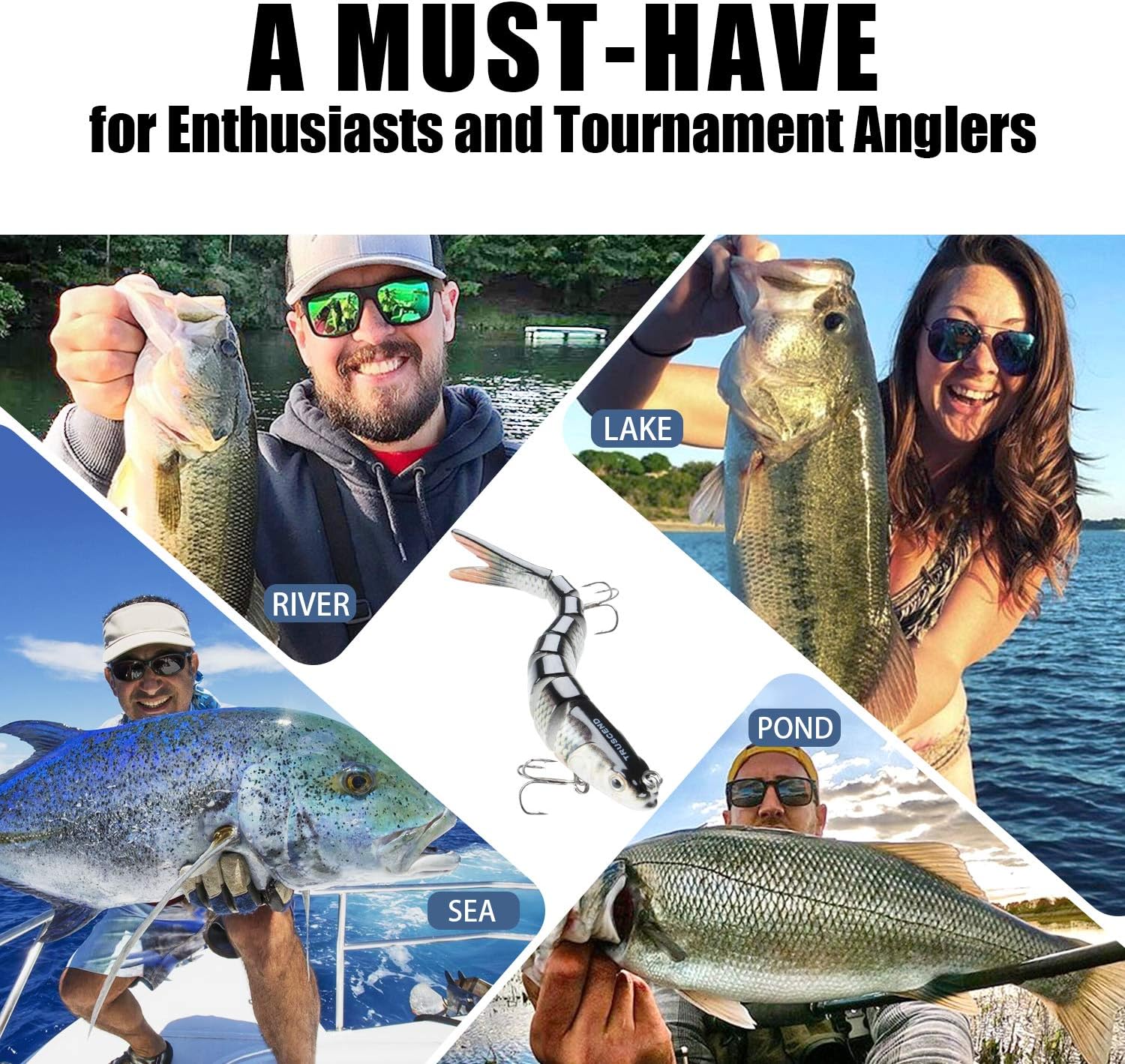 TRUSCEND Fishing Lures Kit - Multi Jointed Swimbait with 20lb Braided Line | Ultimate Fishing Gear