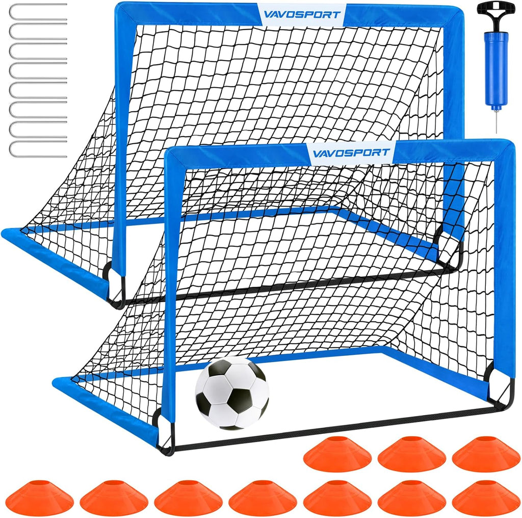 Skiennix Kids Soccer Goals - Portable 4' x 3' Training Equipment Set | Pop-Up Net with Soccer Ball