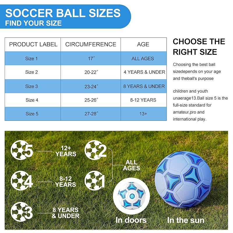 Color-Changing Soccer Ball Size 3-5 with Carry Net, Pump & Needles – UV-Activated Fun Gift for Kids (Blue 4-6 Age)