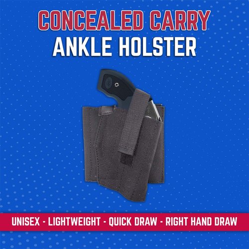 DeSantis Apache Ankle Rig - Concealed Ankle Holster, Elastic Ankle Holster, Conceal Carry Gun Holster for Revolver, Compatible with Most Small Revolvers - Right Hand Draw, Black