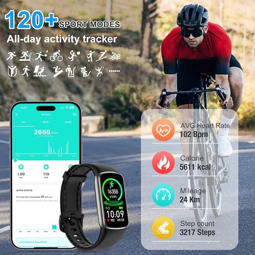 Fitness Tracker by [Brand Name] - 24/7 Heart Rate & Blood Oxygen Monitor | 1.47'' HD Screen, 123 Sports Modes