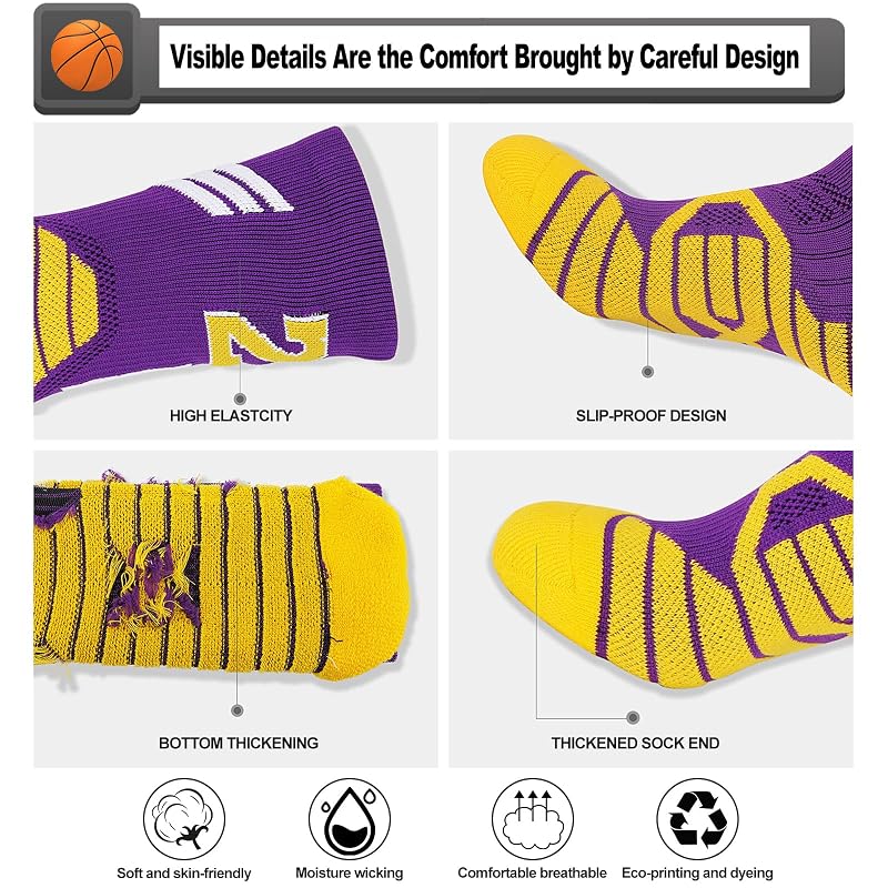 2-Pairs Basketball Socks for Men & Boys - Lucky Number Sports Style, Variation #30-sc+5.5-11.5