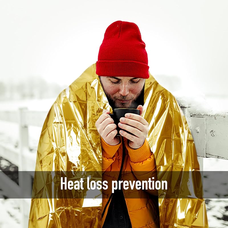 Emergency Blanket (12-Pack) Gold Foil Thermal Blankets 210x160cm – Outdoor, Hiking, Survival