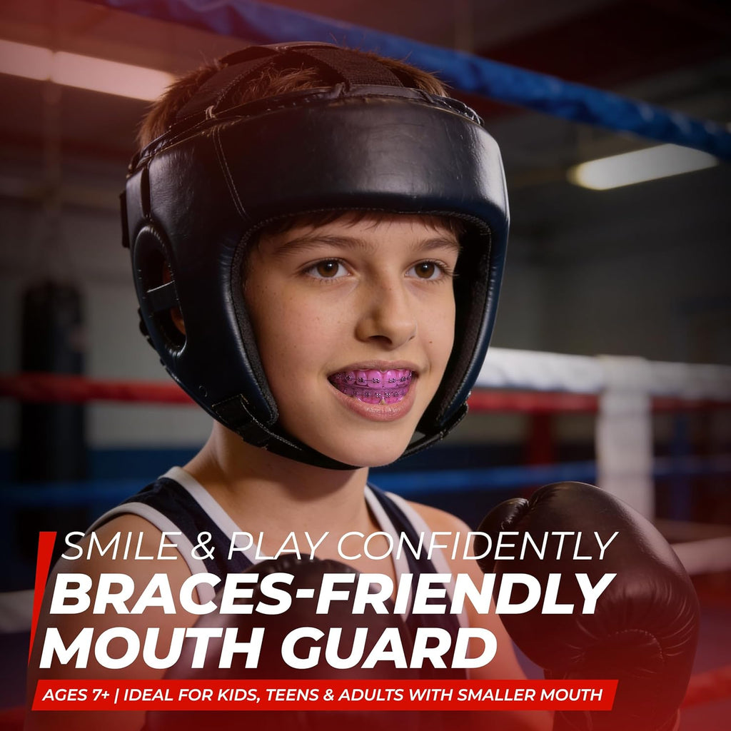 Skiennix Mouth Guard - Premium Silicone Teeth Protection for Sports | Youth & Teens (Pink, Braces-Friendly)
