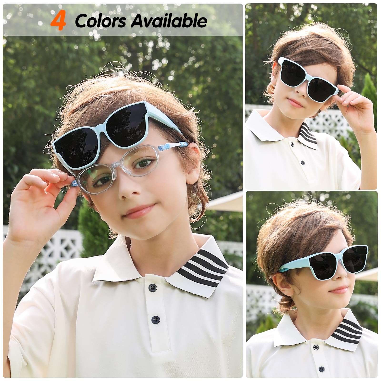 EYEBUDDY Fit Over Glasses Sunglasses for Kids Shades Polarized Sunglasses Oversized Square Sun Glasses Boys & Girls UV Protection