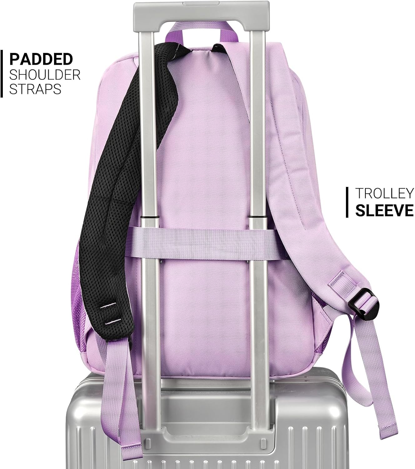 ZORFIN 26L Water Resistant Backpack for College & Travel | Light Purple Bookbag