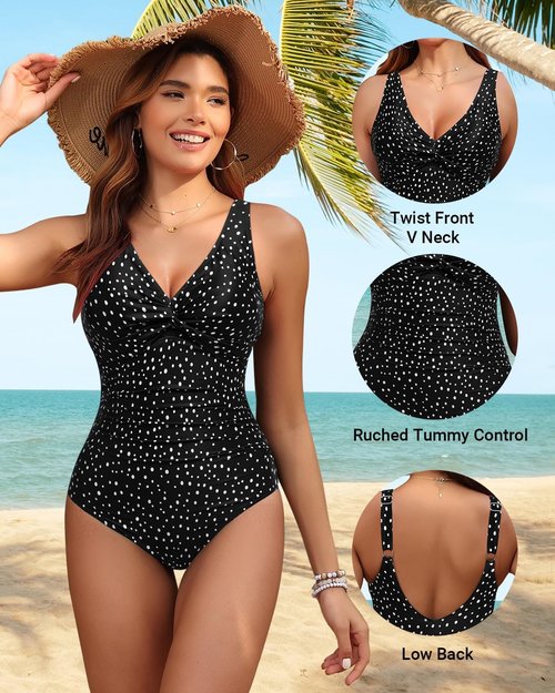 Holipick One Piece Swimsuit - Tummy Control & Push-Up Design for Full Coverage | Slimming Swimwear