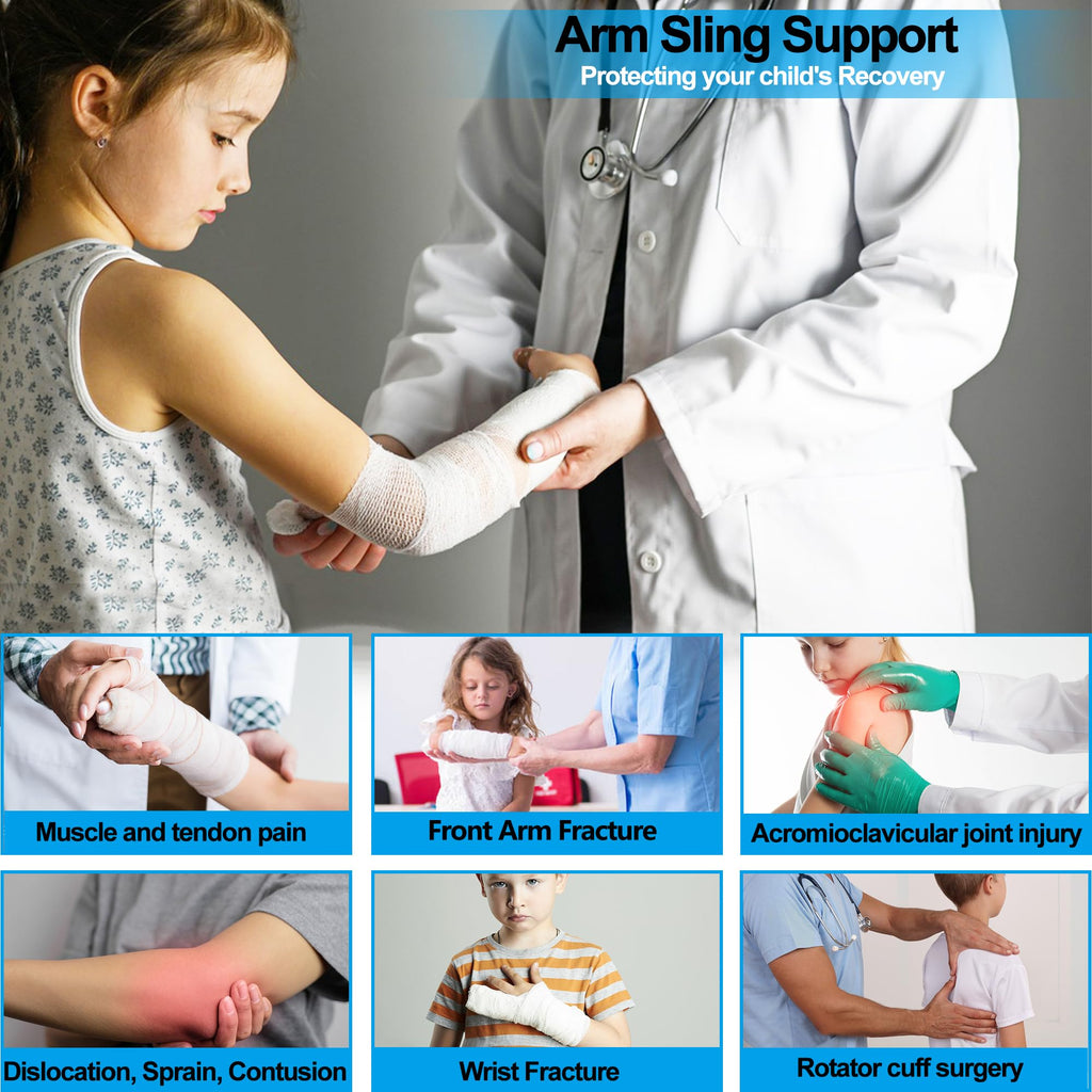 VISKONDA Kids Arm Sling,Mesh Medical Sling with Adjustable Shoulder Pad,Breathable Children Arm Support Shoulder Immobilizer Brace for Elbow,Wrist Injury,Torn Rotator Cuff,Post-Surgery(Black,Small)