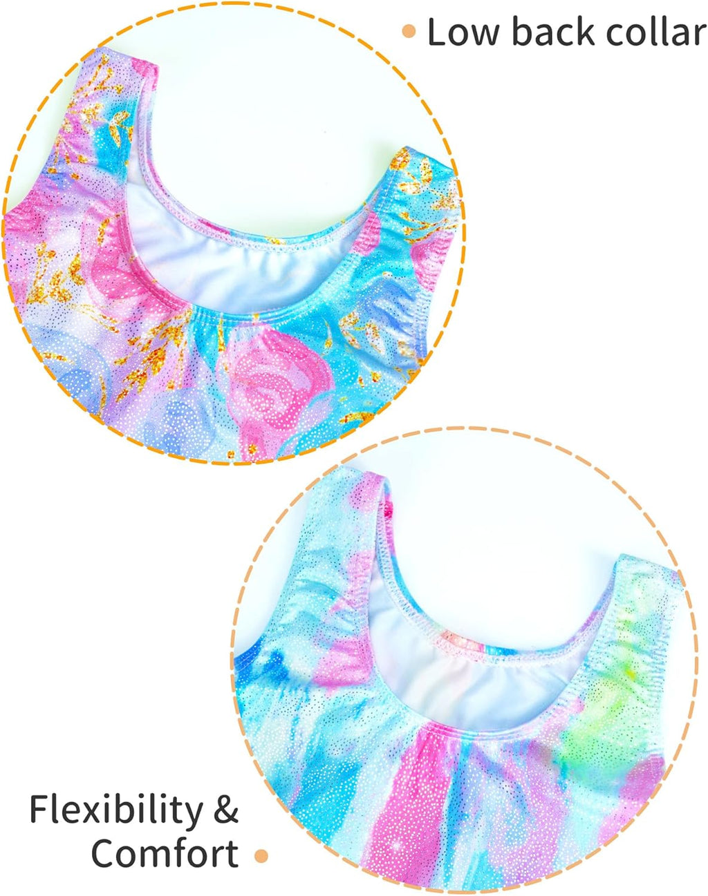 Skiennix Girls' Sparkly Gymnastics Leotard - 2 Pack Sleeveless Tumbling Unitards with Shorts