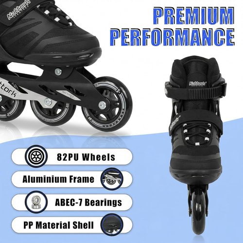 Nattork Inline Skates for Adults - Fitness Blades with Aluminum Frame & Breathable Mesh | Durable PU Wheels