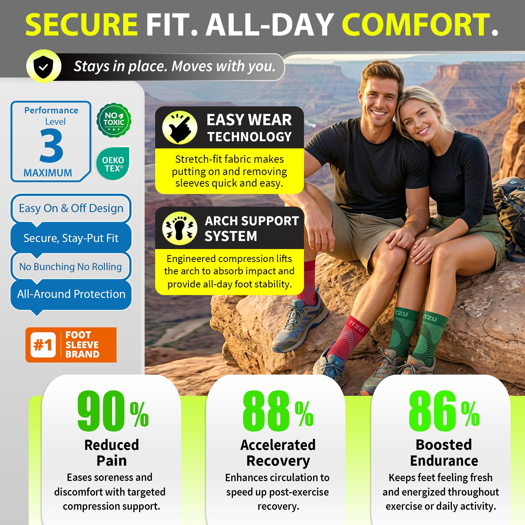 Compression Socks for Plantar Fasciitis, Achilles Tendonitis, Arthritis Relief, Ankle Brace Compression Sleeve with Foot Arch Support, Ankle Wrap for Women, Men, Swelling & Heel Pain Orange L-XL