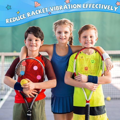 Jexine 35 Pcs Tennis Vibration Dampener Silicone Racket Dampener Cute Tennis Supplies Racket for Gift (Smile)