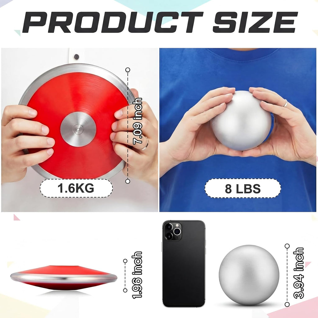 Skiennix Throwing Discus & Iron Shot Put Ball Set - Ideal Training Equipment for Beginners | Outdoor Practice