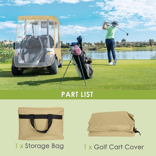 SHANTRA Golf Cart Enclosure, Golf Cart Cover for 2 Passengers with 4-Sided Transparent Windows, Portable & Universal Rain Cover with Carrying Bag - 54 x 41 x 53 inch, Waterproof
