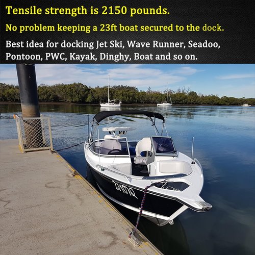 Botepon Boat Bungee Dock Lines - Shock-Absorbing PWC Accessories with 316 Stainless Clips | 4 Feet Length
