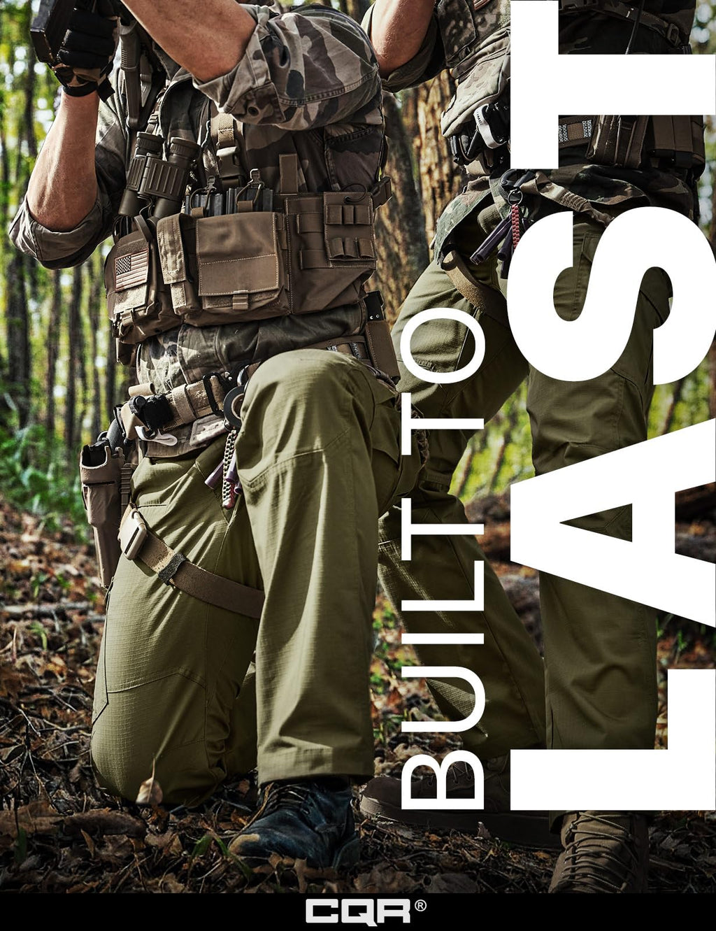 CQR Men's Tactical Pants, Water Resistant Ripstop Cargo Pants, Lightweight EDC Work Hiking Pants, Outdoor Apparel, Raider Soil Green, 28W x 30L