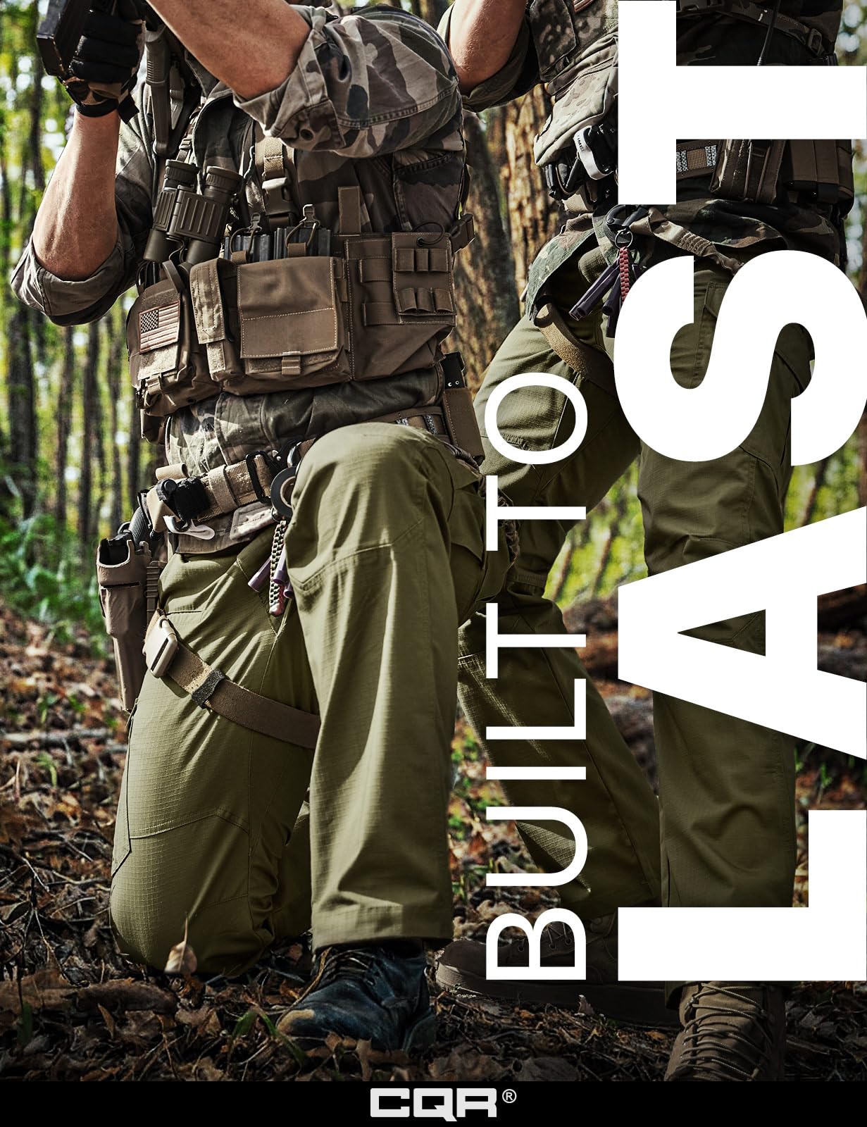 CQR Men's Tactical Pants, Water Resistant Ripstop Cargo Pants, Lightweight EDC Work Hiking Pants, Outdoor Apparel, Raider Soil Green, 28W x 30L