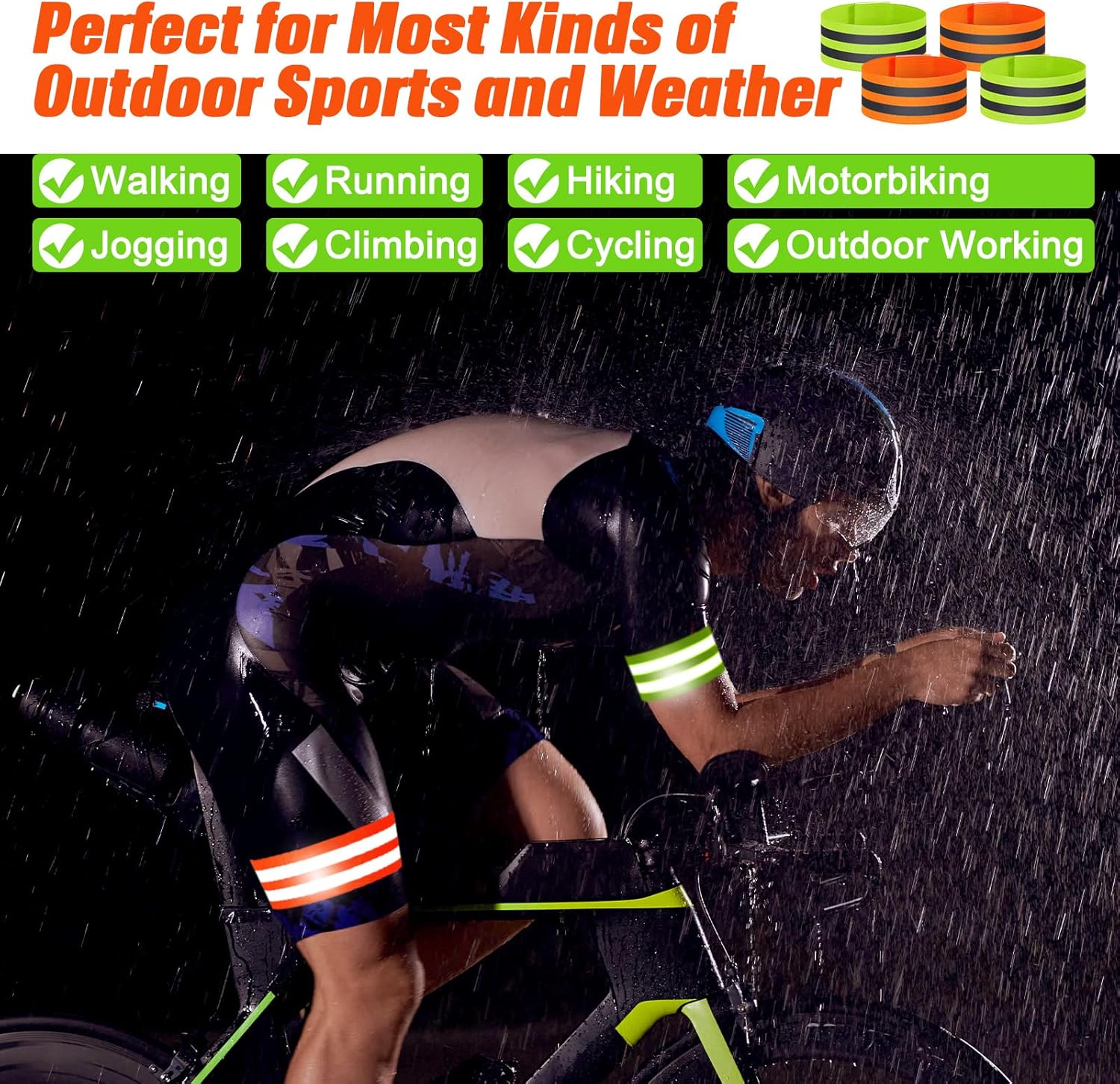 Zubebe Reflective Bands - 48 High Visibility Safety Straps for Wrist, Arm, Ankle & Leg | Perfect for Night Walking, Cycling & Running