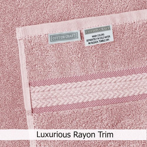COTTON CRAFT Ultra Soft Hand Towels - Set of 6 Plush Absorbent Quick-Dry Bathroom Towels - 16x28 Blush Pink