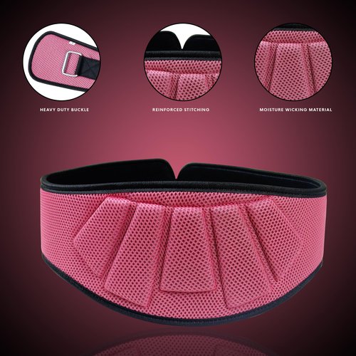 Impulse Max Sport Adjustable Weight Lifting Belt | Enhance Stability & Support for Powerlifting, Bodybuilding, and Fitness Workouts (Pink, Large)