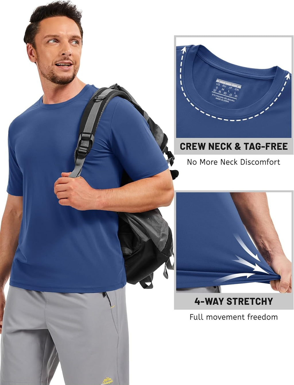 TACVASEN Men's Quick-Dry Athletic T-Shirts - Short Sleeve Gym Tee with Sun Protection