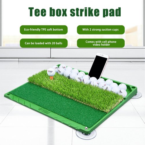 PGM 3-in-1 Golf Hitting Mats Practice with Ball Tray, Golf Hitting Training Aids for Backyard Driving Chipping Indoor Outdoor (Include Golf Tees)
